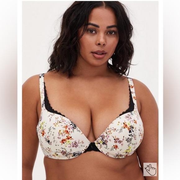 Torrid Curve Plunge Push Up Smooth with Lace Straight Back Bra 46DD - Picture 2 of 11